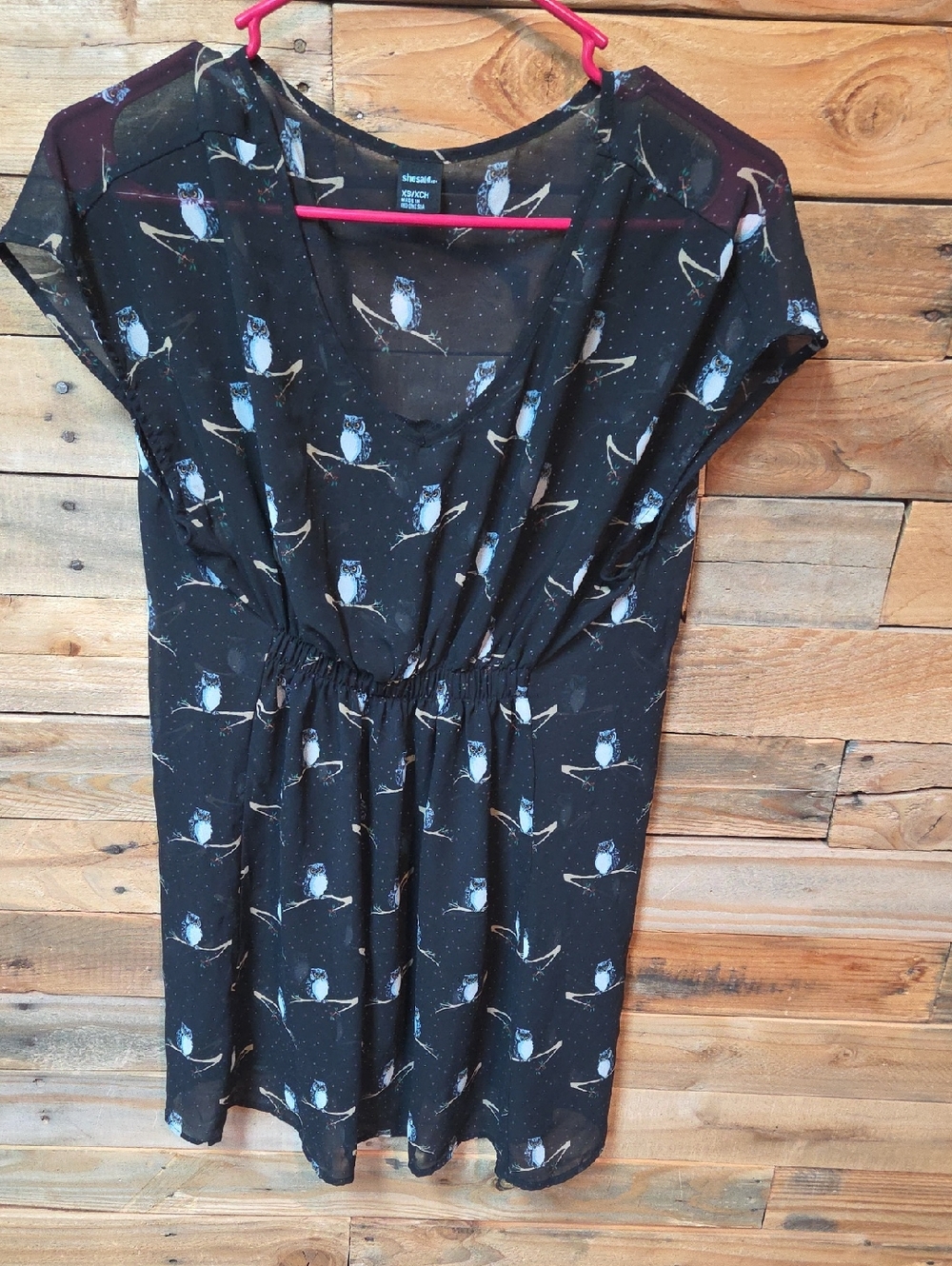 Sheer Black Owl-Print Women's Top - SheIn
